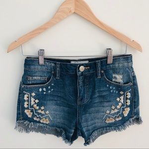 Free People Tulum Embroidered Cut off Jean Shorts
